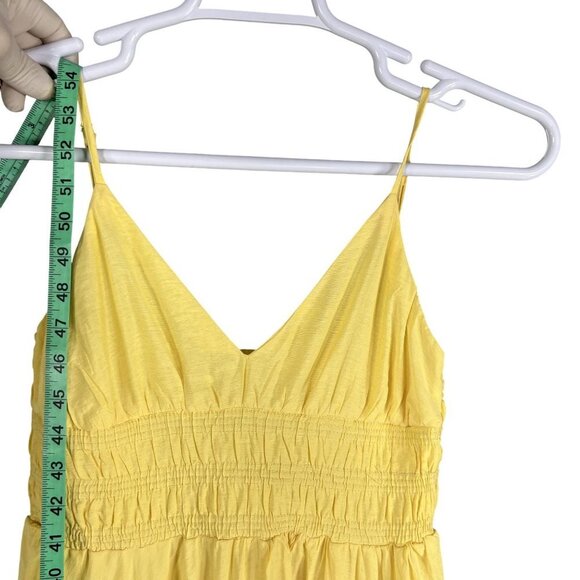 By The River NWT S Yellow Sleeveless Shirred Bodice Handkerchief Hem Maxi Dress - Picture 11 of 16